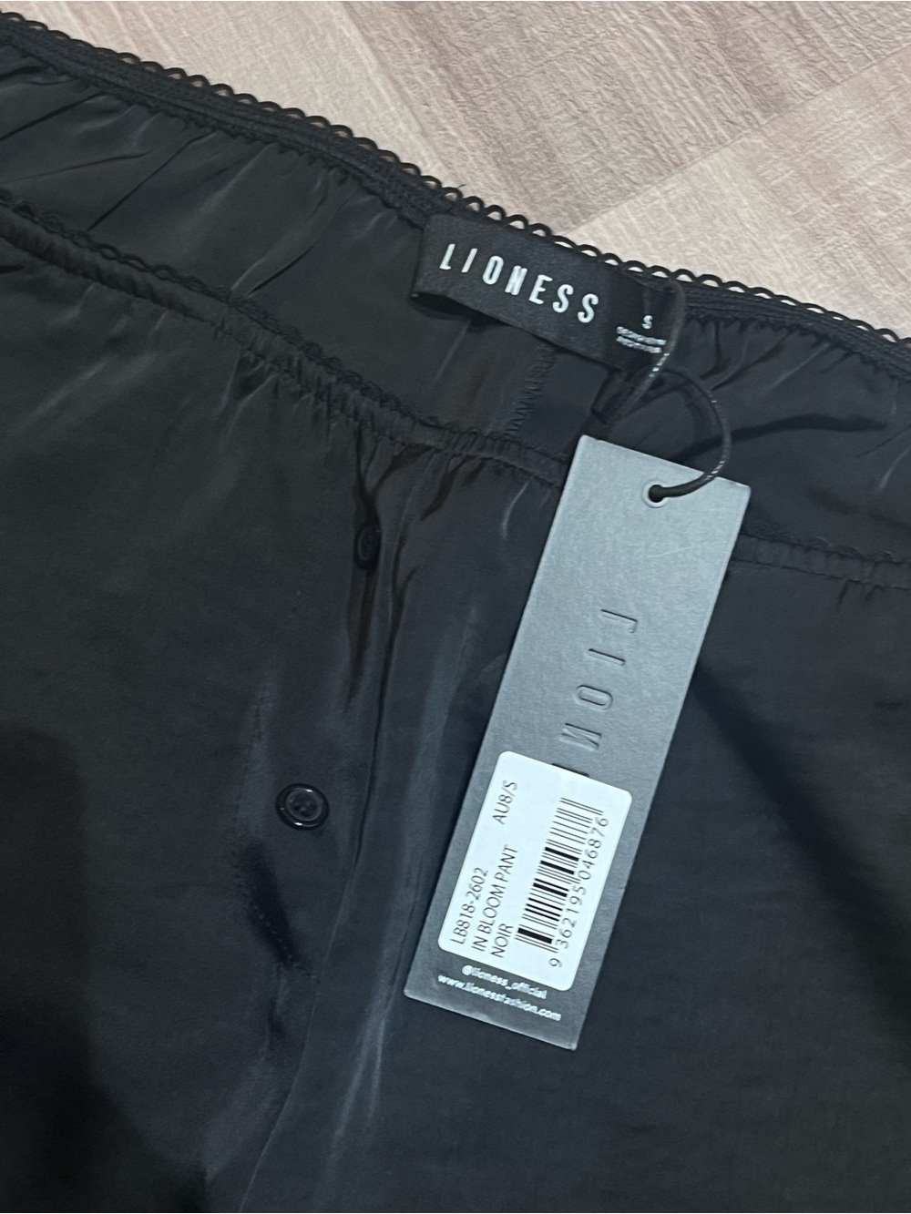 Lioness In Bloom Black Wide-Leg Pull-On Pants